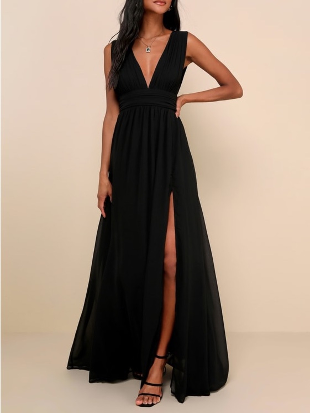 Lulus Heavenly Hues Black Maxi Dress Large